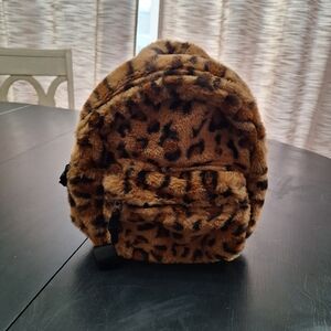 Art Class Furry Brown Leopard Kids Backpack